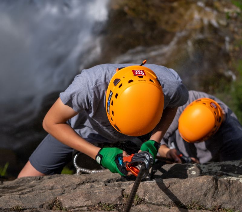 Klettersteig Stuibenfall, Klettern